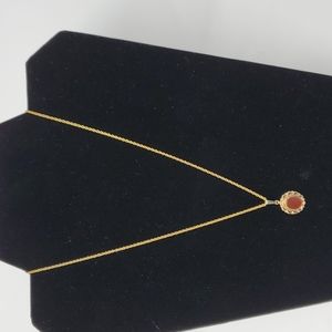Necklace Goldtone with Red Pendant
